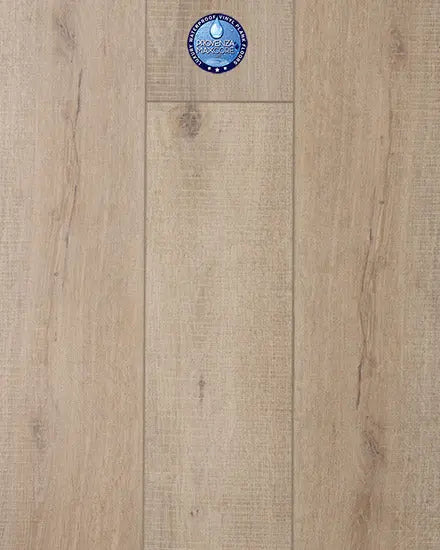 The Provenza MaxCore™ 100% Waterproof Moda Living Collection features a long plank, ribbed, realistic wood texture look with bevel edge effect.